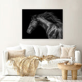 Shop Black Horse Photo Canvas Art Print-Animals, Black, Landscape, Photography, Photography Canvas Prints, View All-framed wall decor artwork