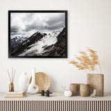 Shop Mountain Cap Photo Art Print-Black, Blue, Horizontal, Landscape, Nature, Photography, Rectangle, Scandinavian, View All-framed poster wall decor artwork