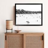 Shop Byron Surfer I B&W Photo Art Print-Black, Coastal, Landscape, People, Photography, Tropical, View All, White-framed poster wall decor artwork