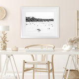 Shop Byron Surfer I B&W Photo Art Print-Black, Coastal, Landscape, People, Photography, Tropical, View All, White-framed poster wall decor artwork