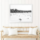 Shop Byron Surfer I B&W Photo Art Print-Black, Coastal, Landscape, People, Photography, Tropical, View All, White-framed poster wall decor artwork