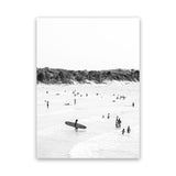 Shop Byron Surfer II B&W Photo Canvas Art Print-Black, Coastal, Grey, People, Photography, Photography Canvas Prints, Portrait, Tropical, View All, White-framed wall decor artwork
