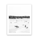Shop Byron Surfer II B&W Photo Art Print-Black, Coastal, Grey, People, Photography, Portrait, Tropical, View All, White-framed poster wall decor artwork