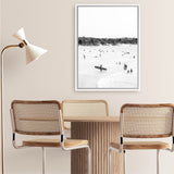 Shop Byron Surfer II B&W Photo Canvas Art Print-Black, Coastal, Grey, People, Photography, Photography Canvas Prints, Portrait, Tropical, View All, White-framed wall decor artwork