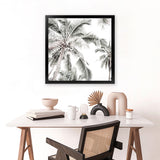 Shop Coconut Palms (Square) Photo Art Print-Boho, Coastal, Green, Hamptons, Photography, Square, Tropical, View All, White-framed poster wall decor artwork