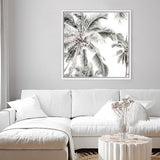 Shop Coconut Palms (Square) Photo Canvas Art Print-Boho, Coastal, Green, Hamptons, Photography, Photography Canvas Prints, Square, Tropical, View All, White-framed wall decor artwork