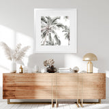 Shop Coconut Palms (Square) Photo Art Print-Boho, Coastal, Green, Hamptons, Photography, Square, Tropical, View All, White-framed poster wall decor artwork