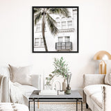 Shop California Casa (Square) Photo Canvas Art Print-Boho, Coastal, Green, Neutrals, Photography, Photography Canvas Prints, Square, Tropical, View All, White-framed wall decor artwork