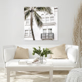 Shop California Casa (Square) Photo Canvas Art Print-Boho, Coastal, Green, Neutrals, Photography, Photography Canvas Prints, Square, Tropical, View All, White-framed wall decor artwork