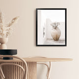 Shop Santorini Urn Photo Art Print-Boho, Coastal, Greece, Neutrals, Photography, Portrait, View All, White-framed poster wall decor artwork