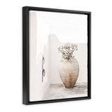 Shop Santorini Urn Photo Canvas Art Print-Boho, Coastal, Greece, Neutrals, Photography, Photography Canvas Prints, Portrait, Tropical, View All, White-framed wall decor artwork