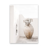 Shop Santorini Urn Photo Canvas Art Print-Boho, Coastal, Greece, Neutrals, Photography, Photography Canvas Prints, Portrait, Tropical, View All, White-framed wall decor artwork