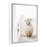 Shop Santorini Urn Photo Canvas Art Print-Boho, Coastal, Greece, Neutrals, Photography, Photography Canvas Prints, Portrait, Tropical, View All, White-framed wall decor artwork