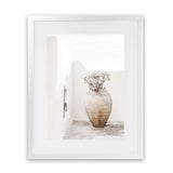 Shop Santorini Urn Photo Art Print-Boho, Coastal, Greece, Neutrals, Photography, Portrait, View All, White-framed poster wall decor artwork