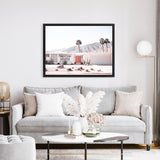 Shop Palm Springs House Photo Canvas Art Print-Boho, Coastal, Landscape, Photography, Photography Canvas Prints, Pink, Tropical, View All-framed wall decor artwork