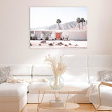 Shop Palm Springs House Photo Canvas Art Print-Boho, Coastal, Landscape, Photography, Photography Canvas Prints, Pink, Tropical, View All-framed wall decor artwork