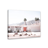 Shop Palm Springs House Photo Canvas Art Print-Boho, Coastal, Landscape, Photography, Photography Canvas Prints, Pink, Tropical, View All-framed wall decor artwork
