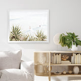 Shop Byron Surfers Photo Art Print-Boho, Coastal, Green, Horizontal, Landscape, Photography, Rectangle, View All, White-framed poster wall decor artwork
