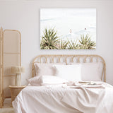 Shop Byron Surfers Photo Canvas Art Print-Boho, Coastal, Green, Horizontal, Landscape, Photography, Photography Canvas Prints, Rectangle, View All, White-framed wall decor artwork