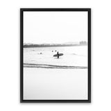 Shop Byron Surfer III B&W Photo Canvas Art Print-Black, Coastal, Photography, Photography Canvas Prints, Portrait, View All, White-framed wall decor artwork