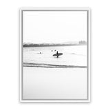 Shop Byron Surfer III B&W Photo Canvas Art Print-Black, Coastal, Photography, Photography Canvas Prints, Portrait, View All, White-framed wall decor artwork