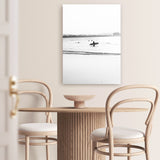 Shop Byron Surfer III B&W Photo Canvas Art Print-Black, Coastal, Photography, Photography Canvas Prints, Portrait, View All, White-framed wall decor artwork