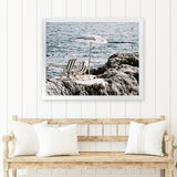 Shop Fontelina Chairs V Photo Art Print-Amalfi Coast Italy, Blue, Brown, Coastal, Landscape, Photography, View All-framed poster wall decor artwork