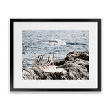 Shop Fontelina Chairs V Photo Art Print-Amalfi Coast Italy, Blue, Brown, Coastal, Landscape, Photography, View All-framed poster wall decor artwork