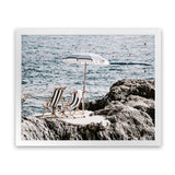 Shop Fontelina Chairs V Photo Art Print-Amalfi Coast Italy, Blue, Brown, Coastal, Landscape, Photography, View All-framed poster wall decor artwork