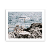 Shop Fontelina Chairs V Photo Art Print-Amalfi Coast Italy, Blue, Brown, Coastal, Landscape, Photography, View All-framed poster wall decor artwork