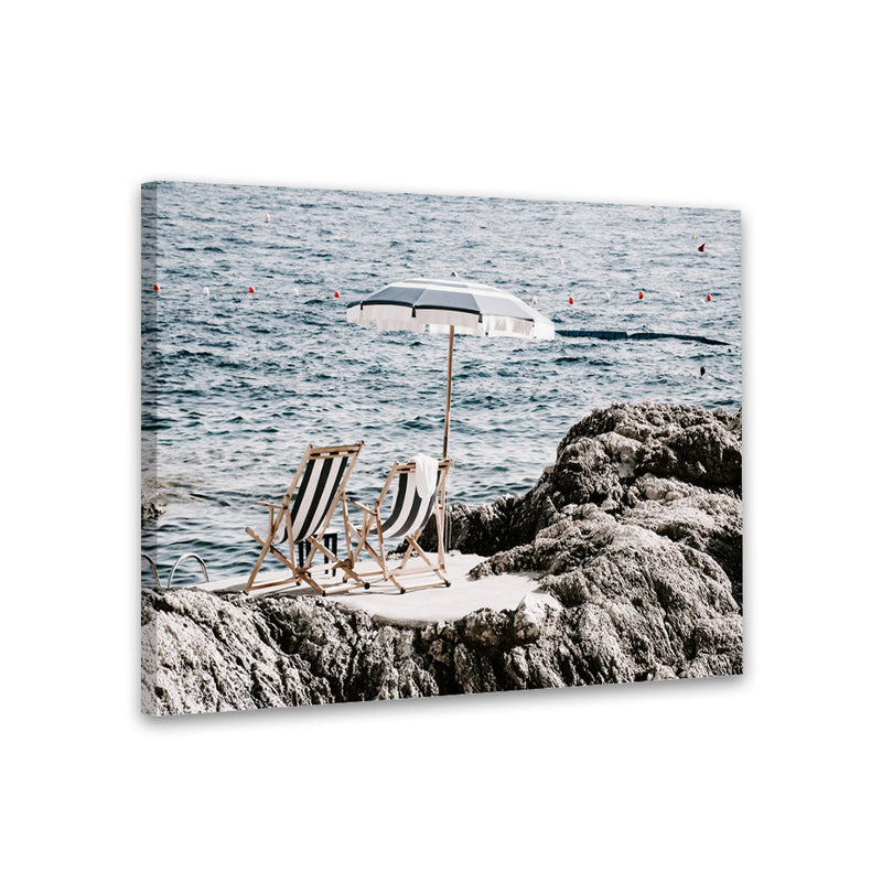 Shop Fontelina Chairs V Photo Canvas Art Print-Amalfi Coast Italy, Blue, Brown, Coastal, Landscape, Photography, Photography Canvas Prints, View All-framed wall decor artwork