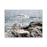Shop Fontelina Chairs V Photo Canvas Art Print-Amalfi Coast Italy, Blue, Brown, Coastal, Landscape, Photography, Photography Canvas Prints, View All-framed wall decor artwork