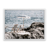 Shop Fontelina Chairs V Photo Canvas Art Print-Amalfi Coast Italy, Blue, Brown, Coastal, Landscape, Photography, Photography Canvas Prints, View All-framed wall decor artwork