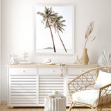 Shop Twin Palms Photo Art Print-Boho, Coastal, Green, Photography, Portrait, Rectangle, Tropical, View All, White-framed poster wall decor artwork