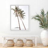 Shop Twin Palms Photo Canvas Art Print-Boho, Coastal, Green, Photography, Photography Canvas Prints, Portrait, Rectangle, Tropical, View All, White-framed wall decor artwork