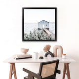Shop Blue Boat Shed (Square) Photo Art Print-Blue, Boho, Coastal, Green, Photography, Square, Tropical, View All-framed poster wall decor artwork