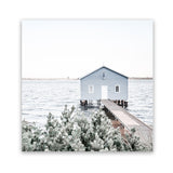 Shop Blue Boat Shed (Square) Photo Art Print-Blue, Boho, Coastal, Green, Photography, Square, Tropical, View All-framed poster wall decor artwork
