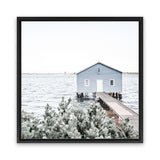 Shop Blue Boat Shed (Square) Photo Canvas Art Print-Blue, Boho, Coastal, Green, Photography, Photography Canvas Prints, Square, Tropical, View All-framed wall decor artwork