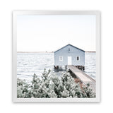 Shop Blue Boat Shed (Square) Photo Art Print-Blue, Boho, Coastal, Green, Photography, Square, Tropical, View All-framed poster wall decor artwork