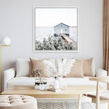 Shop Blue Boat Shed (Square) Photo Canvas Art Print-Blue, Boho, Coastal, Green, Photography, Photography Canvas Prints, Square, Tropical, View All-framed wall decor artwork