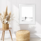 Shop Surfer On The Sand Photo Photo Art Print-Black, Boho, Coastal, Grey, People, Photography, Portrait, Scandinavian, View All, White-framed poster wall decor artwork
