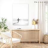 Shop Surfer On The Sand Photo Canvas Art Print-Black, Boho, Coastal, Grey, People, Photography, Photography Canvas Prints, Portrait, View All, White-framed wall decor artwork