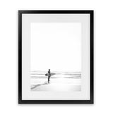 Shop Surfer On The Sand Photo Photo Art Print-Black, Boho, Coastal, Grey, People, Photography, Portrait, Scandinavian, View All, White-framed poster wall decor artwork