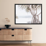 Shop Pandanus Palm Tree Photo Canvas Art Print-Boho, Botanicals, Coastal, Green, Landscape, Neutrals, Photography, Photography Canvas Prints, Tropical, View All, White-framed wall decor artwork