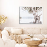 Shop Pandanus Palm Tree Photo Canvas Art Print-Boho, Botanicals, Coastal, Green, Landscape, Neutrals, Photography, Photography Canvas Prints, Tropical, View All, White-framed wall decor artwork