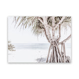 Shop Pandanus Palm Tree Photo Canvas Art Print-Boho, Botanicals, Coastal, Green, Landscape, Neutrals, Photography, Photography Canvas Prints, Tropical, View All, White-framed wall decor artwork