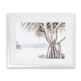 Shop Pandanus Palm Tree Photo Art Print-Boho, Botanicals, Coastal, Green, Landscape, Neutrals, Photography, Tropical, View All, White-framed poster wall decor artwork