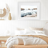 Shop Boats In The Bay Photo Art Print-Blue, Coastal, Landscape, Photography, View All, White-framed poster wall decor artwork