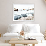 Shop Boats In The Bay Photo Art Print-Blue, Coastal, Landscape, Photography, View All, White-framed poster wall decor artwork