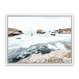 Shop Boats In The Bay Photo Canvas Art Print-Blue, Coastal, Landscape, Photography, Photography Canvas Prints, View All, White-framed wall decor artwork